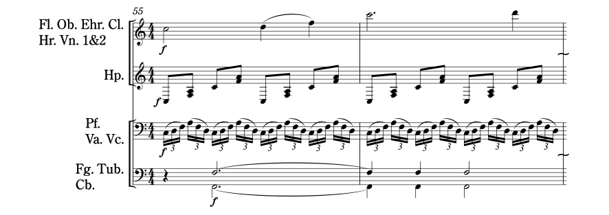 プロコフィエフ：交響曲第７番　第１楽章　第55～56小節 